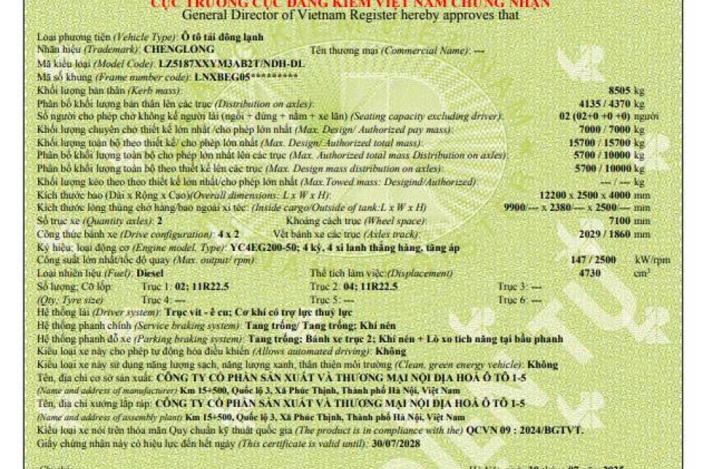 Xe Tải CHENGLONG M3 Thùng Đông Lạnh 7 Tấn